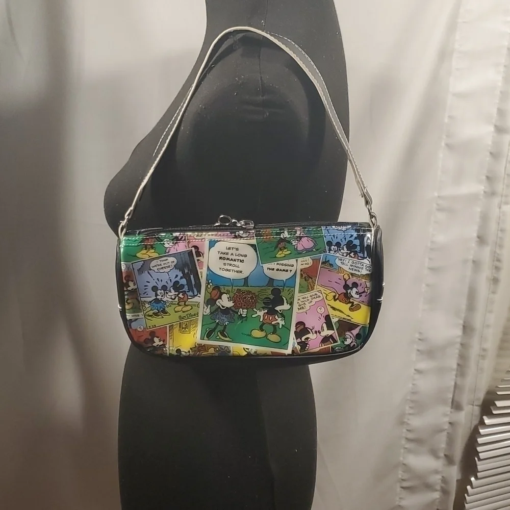 DISNEY World Kissing Mickey Mouse Minnie Mouse Zip Bag Purse Comic Cartoon